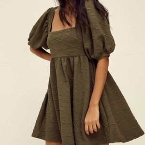 Free People Olive Green Baby-Doll Dress